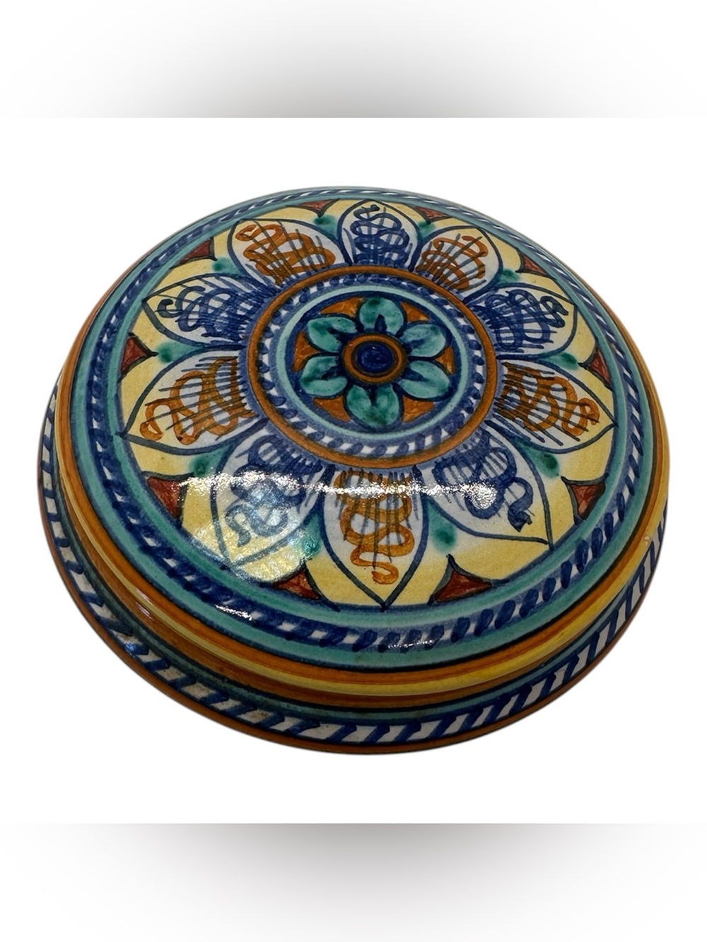 Italian Pottery Deruta Hand Made Trinket Dish with Lid